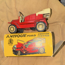 Yonezawa Antique Ford Friction Powered Tin Toy Car w/ Box, Japan