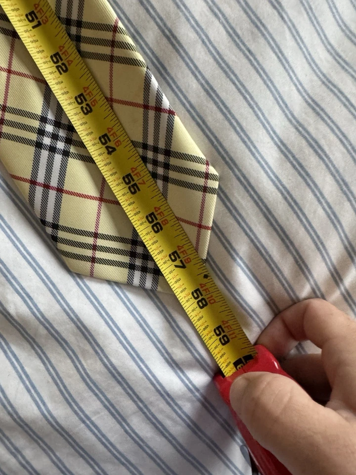 Yellow Burberry Nova Check Silk Tie Vintage Made In England - Image 4 of 4