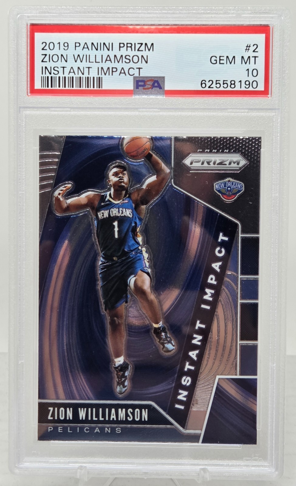 2019 Prizm ZION WILLIAMSON Instant Impact Rookie Card PSA 10 Gem Mint view 1