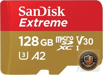 128GB Extreme microSDXC Card UHS-I Memory Card with Adapter C10 U3 V30