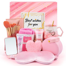 Pink Valentine Gift Basket for Her Self Care Spa Gift Box
