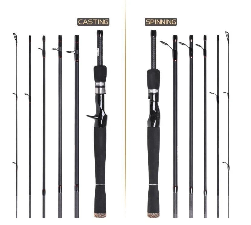Travel Fishing Rods 2.1M 2.4M Carbon Fiber Spinning Casting Rod High Sensitivity
