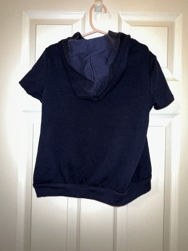 Gap Kids Girls Classic Logo Cozy Pullover Short Sleeve Hoodie Navy Small 6-7 EUC - Picture 2 of 3