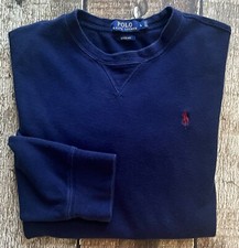 POLO RALPH LAUREN ESTATE RIB CREWNECK SWEATER BLUE MENS LARGE EXCELLENT