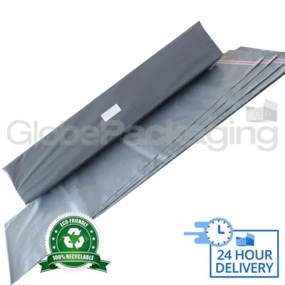 GLOBE 100 x LANGE 6"x36" SCHLANKE GRAUE POST PORTO POLY VERSANDTASCHEN 150x900 mm - 6x36"