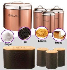 4pcs Airtight Lid Bread Bin Kitchen Storage Canister Jars Set Tea Coffee Sugar