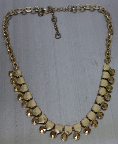 J.CREW Vintage Gold Tone Bronze-tone faceted Crystals Choker Statement Necklace - 第 1/9 張圖片