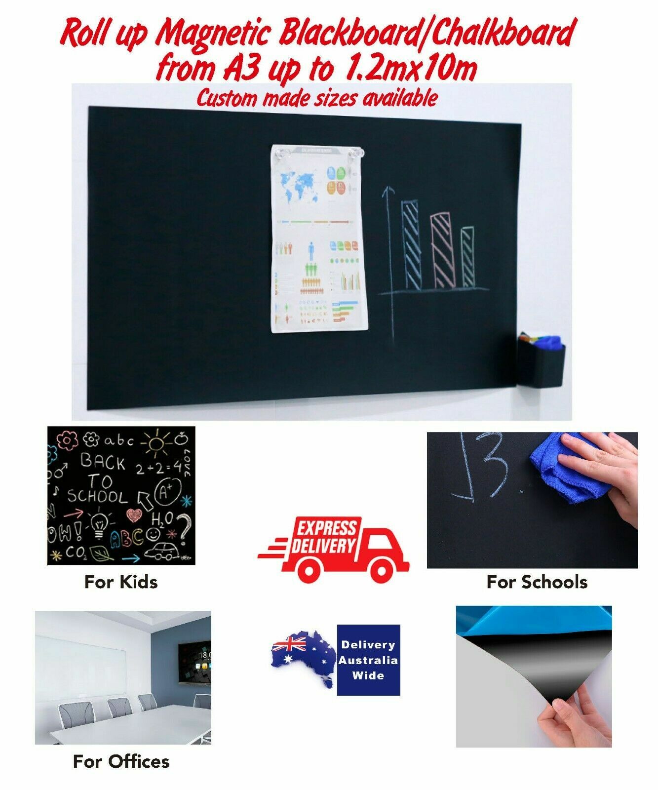 Chalkboard /Blackboard with adhesive Instant Blackboards Home