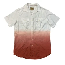 Cremieux Shirt Mens M Medium White Sienna Ombre Premium Button Up Chest Pockets