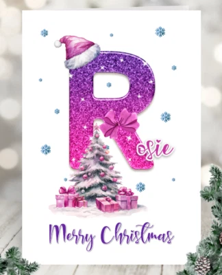 SYLVI DEL ART Personalised Christmas Card A5 size For Him Her Family Merry Christmas Letter