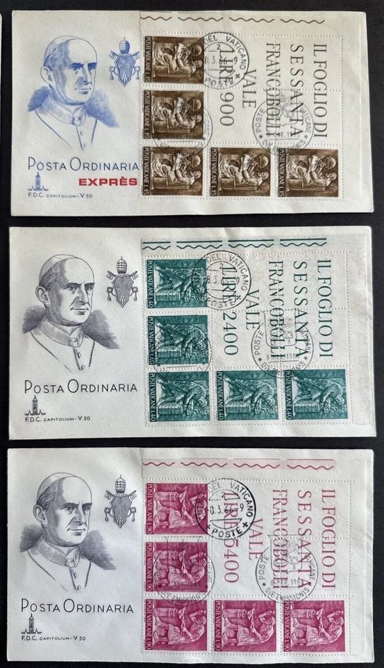 Vatican City 1966 Sc# 423-432, E17-E18 Set of 12 FDC Block Covers - Image 4 of 4