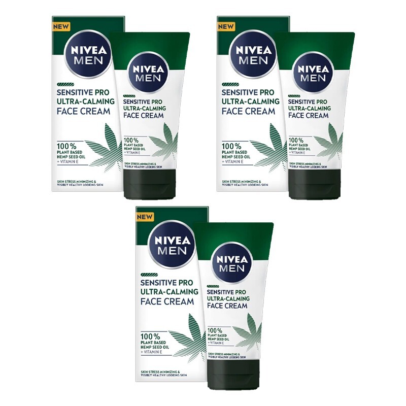 NIVEA MEN SENSITIVE PRO 3pz Crema Viso Canapa 75ml Offerta