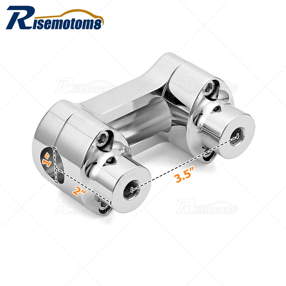 Cubierta superior cromada 2" manillar elevadores abrazadera para Harley Dyna Softail Sportster XL Foto 3 de 4