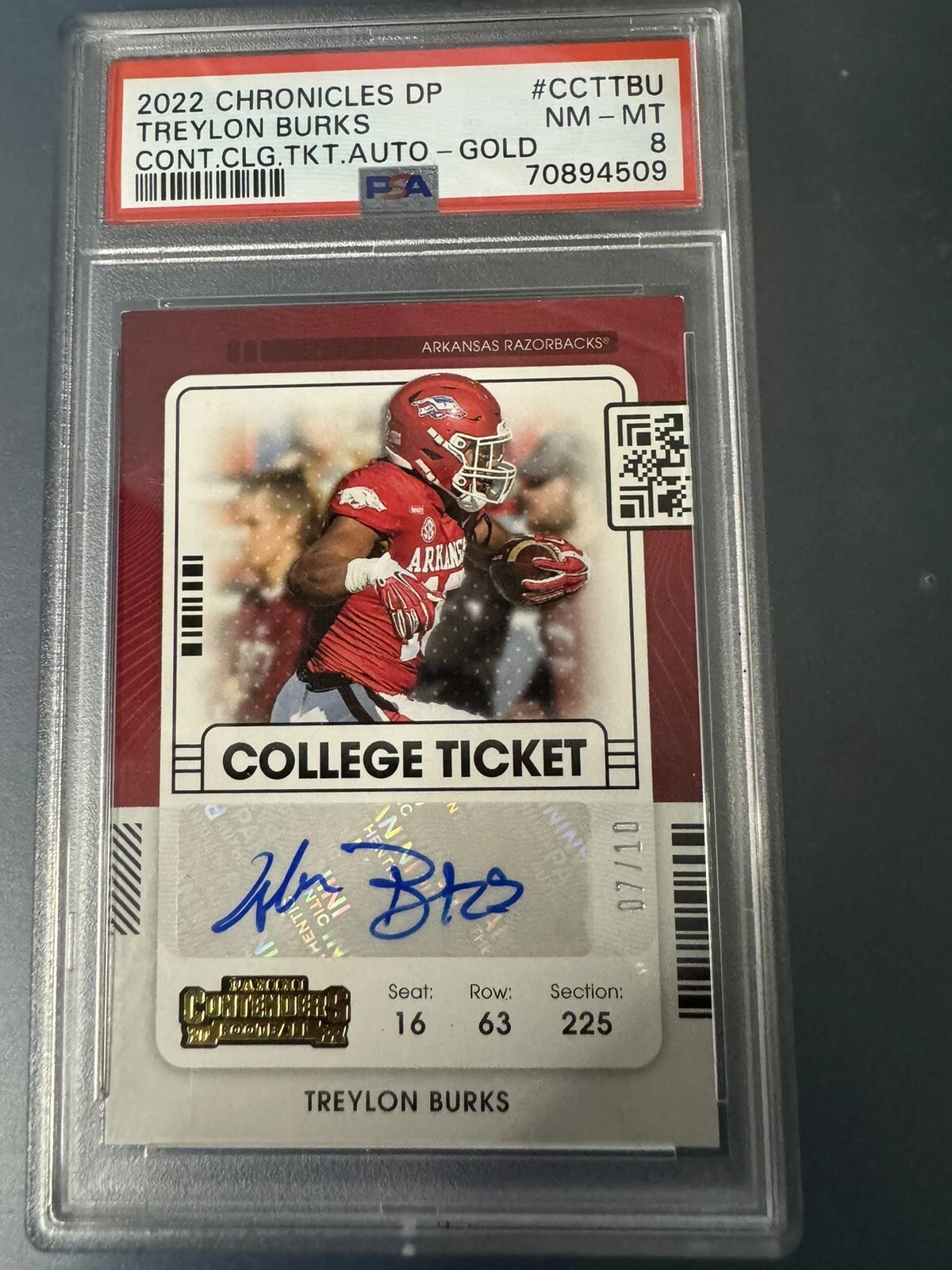 Treylon Burks Panini Chronicles Draft Picks Contenders College Ticket Autographs #CCTTBU Gold