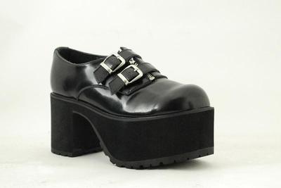 T.U.K. A8662L TUK Nosebleed Eva Split Stack Shoes Black with 2 Buckles & Zip