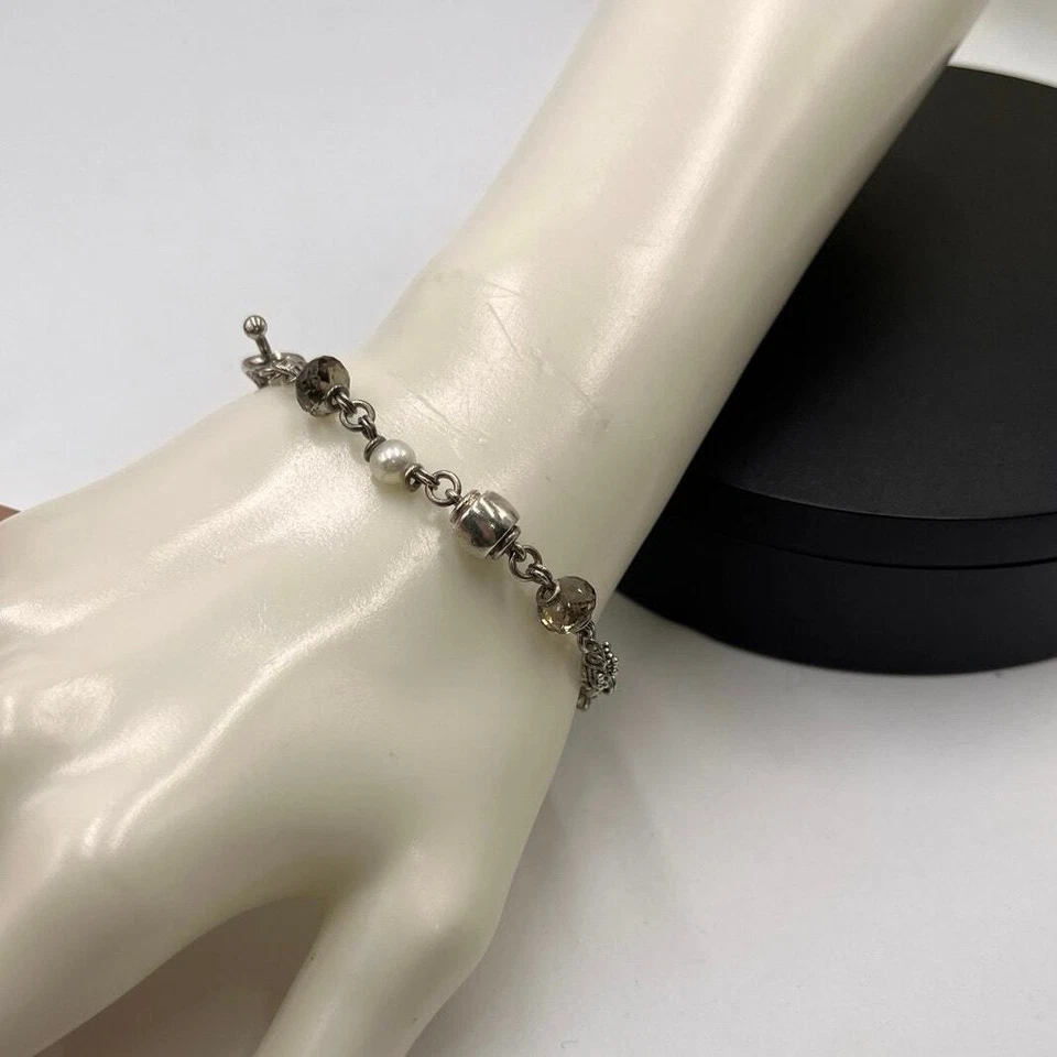 Pulsera de palanca Michael Dawkins 925 esterlina 14K cuentas rondel perlas de agua dulce Foto 3 de 4