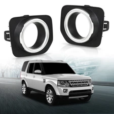 Front Bumper Fog Light Bezel Cover w/ Chrome Trim Fit For 10-16 Land Rover LR4