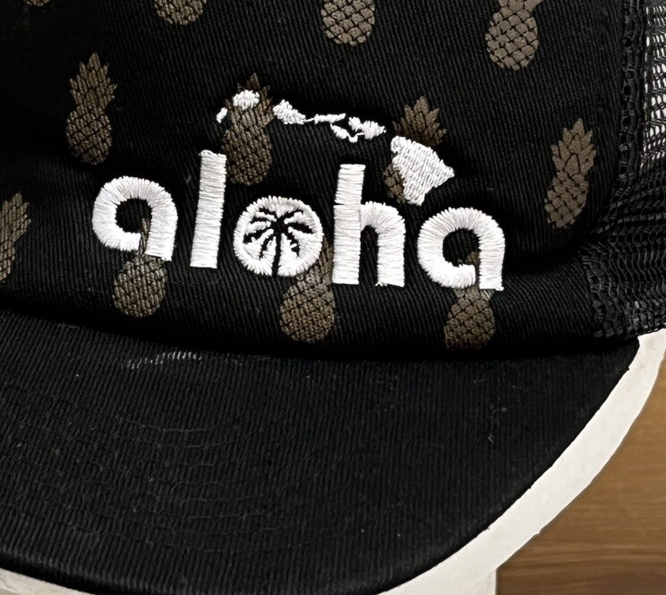 Aloha Pineapple Hat Cap Snap Back Black Trucker M… - image 7