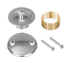 100% Brass Lift & Turn Bathtub Drain Kit w/Overflow Plate - Brushed Nickel