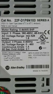 priority express Inverter 22F-D1P5N103 Refurbished 