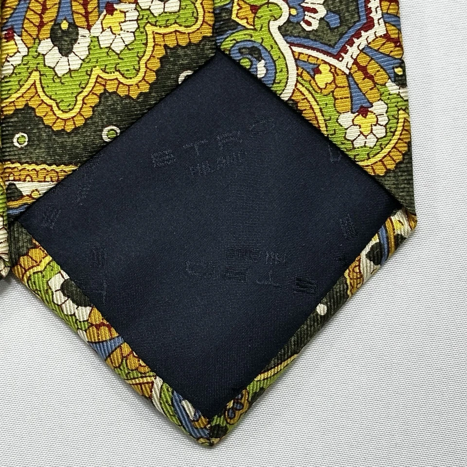 ETRO Milano Green Ornate Abstract Men's Silk Tie Made Italy Necktie 57" x 3.75” - Image 4 of 4