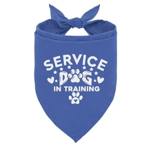Blue Service Dog in Training Bandana Funny Cute Triangle Scarf Pet Accessories