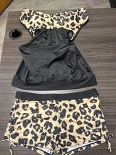 Women's black/cheetah swim suit set - size XL