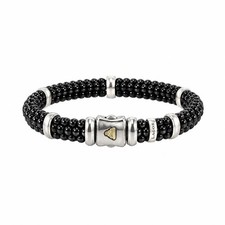 Lagos Caviar 18K Gold Sterling Silver Black Ceramic Bracelet