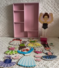 Melissa  Doug magnetic wooden dress up doll Nina Ballerina set Complete