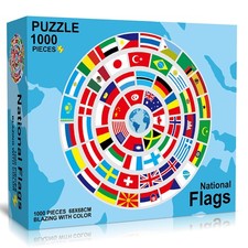 1000 Piece Age 12 Kids Family National Flags Large Round Jigsaw Puzzle