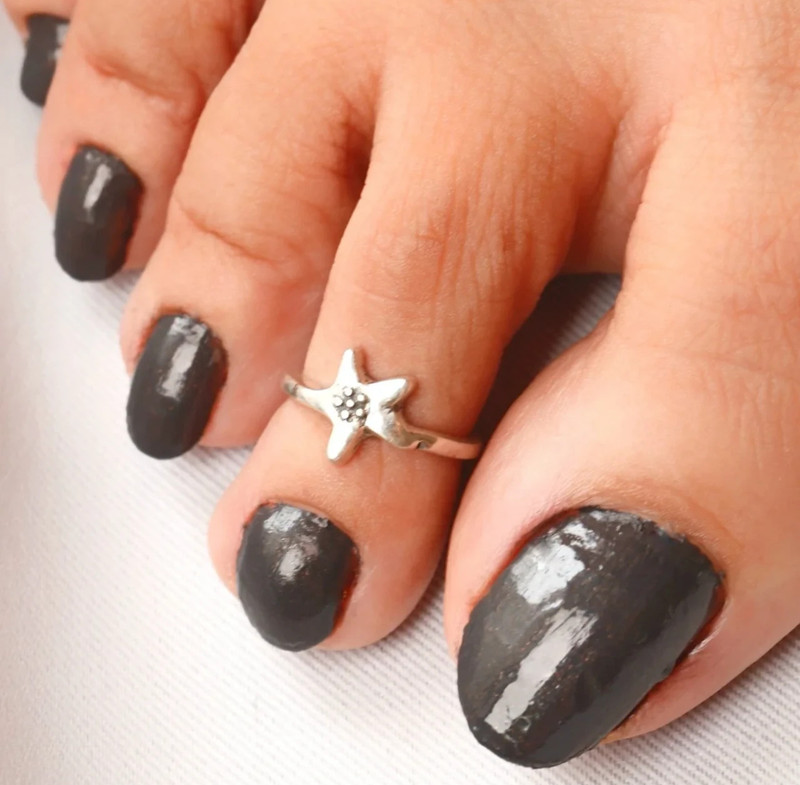 Foot Wear Solid Metal Womens Adjustable Star Toe Ring 925 Silver Anniversary Gif