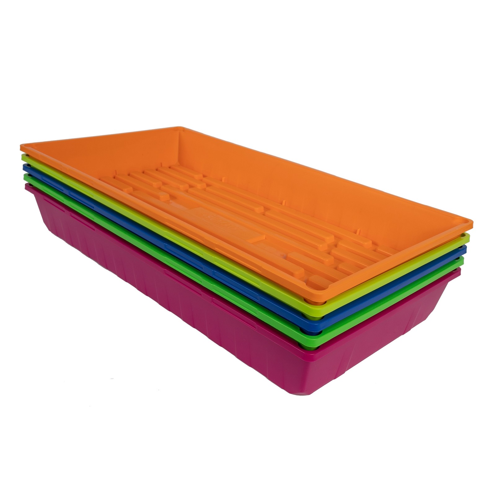 SUNPACK 10" x 20" Mega Plastic Seeding Tray, Multiple Colors, 2.5" (Pack of 5)