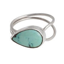 Tibetan Turquoise 925 Sterling Silver Ring Handmade Gemstone Jewelry For Women