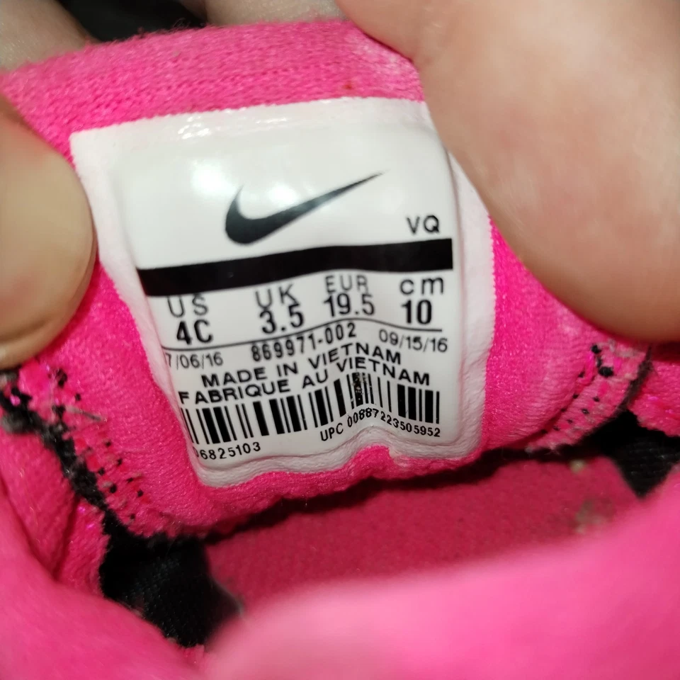 Nike Entrenadores Infantiles 3.5 Negro Rosa Downshifter 7 Ganchos Lazo Bajo Atlético Correr Foto 3 de 4