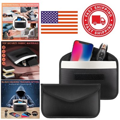 Portable Signal Blocking Pouch for Phones and Car Keys RFID Protection Black