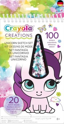 Crayola Creations - Einhorn-Fantasie-Set, Album mit 20 Ausmal-Seiten und 100