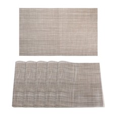 6 Pcs Heat-Resistant Placemats Durable Gold-Coffee Indoor/Outdoor PVC Place Mats