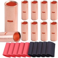 10PCS 4 Gauge Butt Connectors 4 4 AWG HST Non-Insulated Splice - Bare Copper