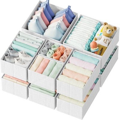 Drawer Organizer Clothes Set of 12 White-Grey - Dresser Organizer For Nursery...
