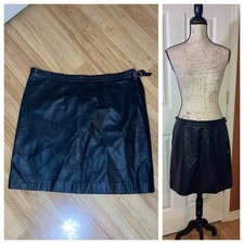 Vintage Ralph Lauren Y2K 90s Leather Skirt Black sz 12