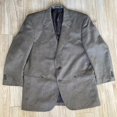 Circle S Jacket Mens Size 46R Charcoal Brown Cowboy Blazer Western Wool Blend
