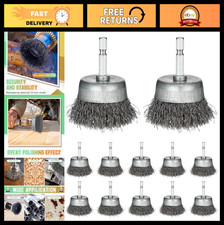 10 Pcs 2" Wire Cup Brush Set for Drill - Coarse Steel Wheel Brush, Rust Removal