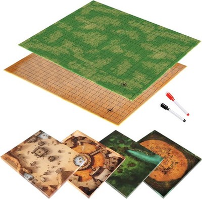 CZYY DND Foldable Mat Dry Erase TTRPG Map Grassland & Desert Two-Sided... 