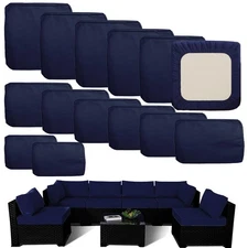 Outdoor Cushion Covers Replacement 14 Pcs Patio Cushion Covers fit for 7Piece...