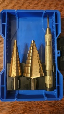 NEW 3 Piece Step Drill Bit Set auto center punch Jobsmart 