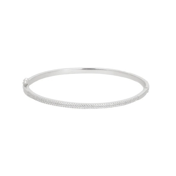 Espree Sterling Silver and CZ Double Row Bangle