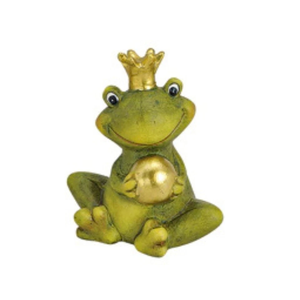 Dekofigur Froschkönig mit goldener Kugel Wohnungsdeko aus Keramik in 2 Varianten - Bild 3 von 4