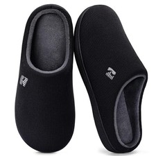 Men's Original Two-Tone Memory Foam Slipper 11-12 Black/Grey