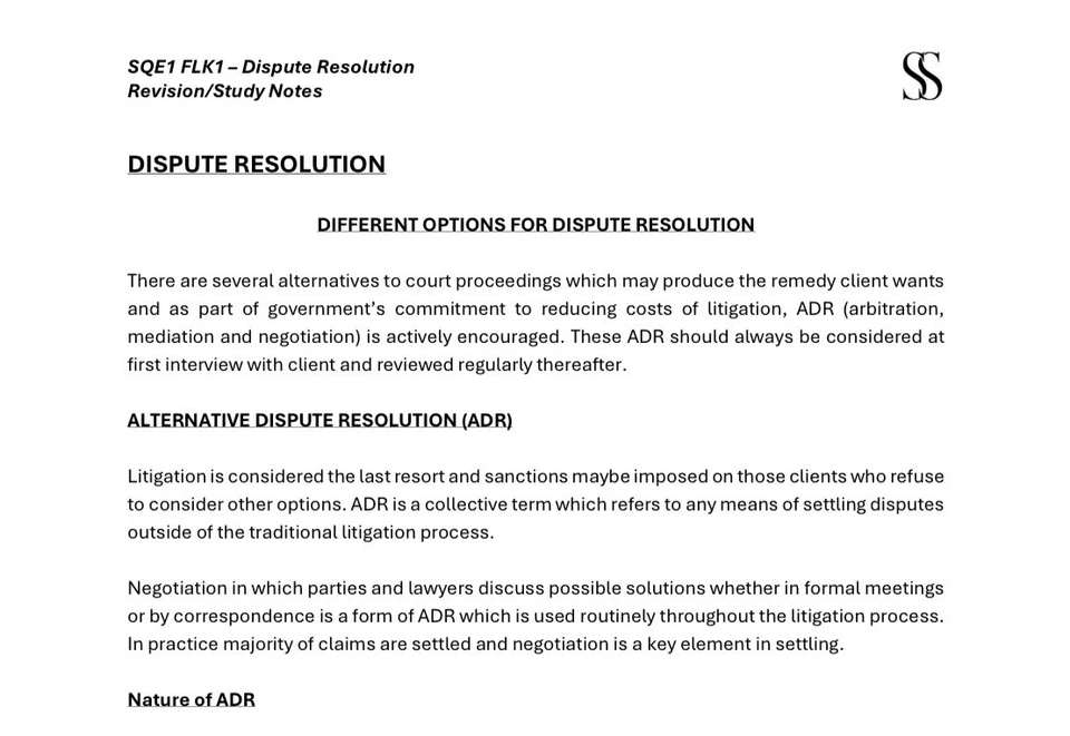 SQE1 (FLK1 & FLK2) Revision Notes Guide - Passed January 2025 - Image 4 of 4