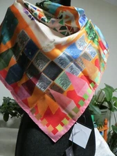 NWT CHRISTIAN LACROIX 100% SILK SCARF 90x90cm MADE IN ITALY 